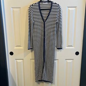 Zara Striped Blue and White Long Cardigan